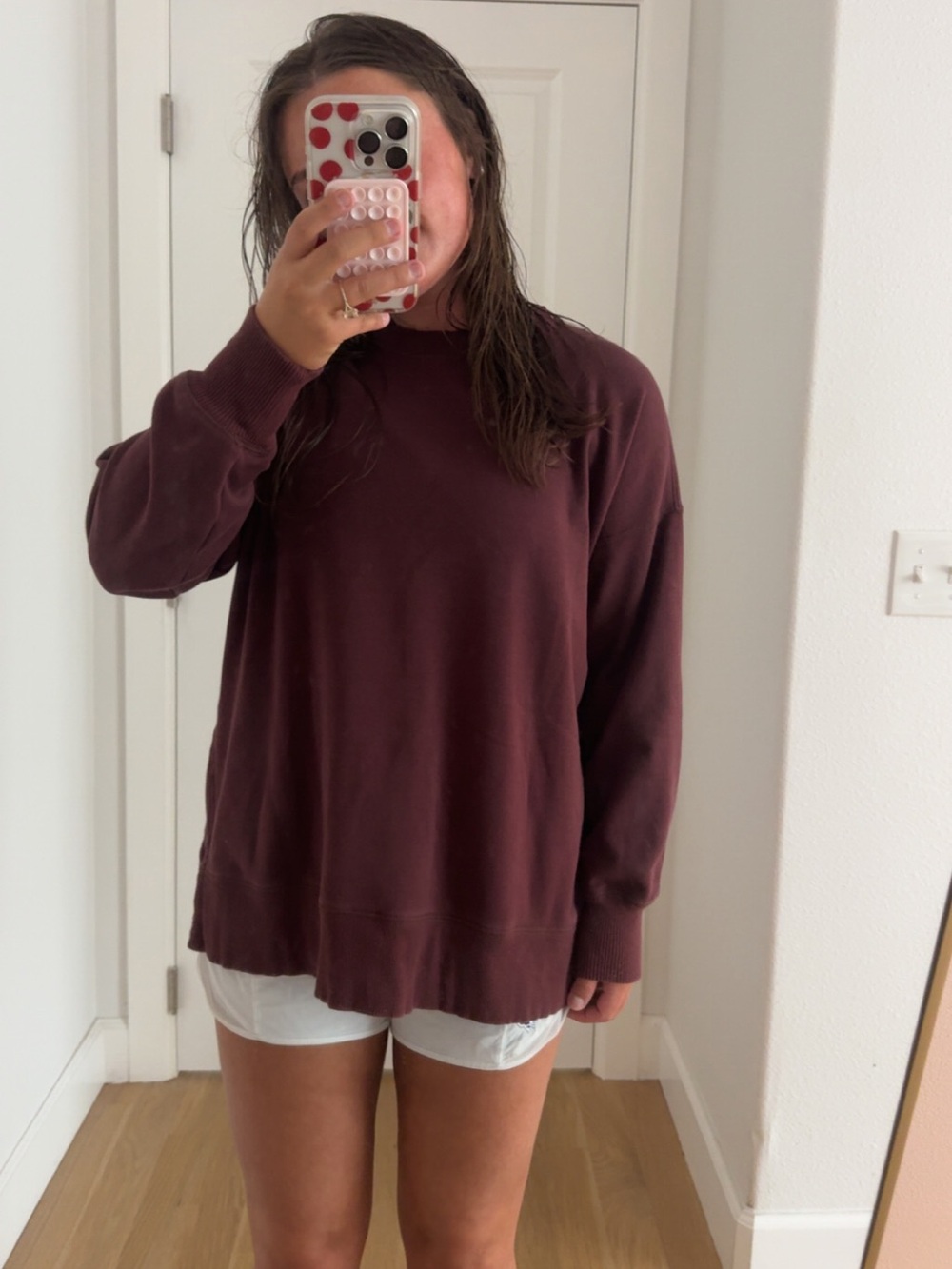 aerie Oversized Crewneck Sweater - Deep Burgundy